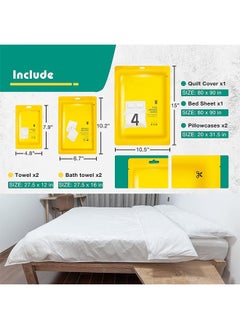 Arabest 4 Pack Travel Disposable Bedding Set, Disposable Bedding Sheets, Sheet for Business Travel Hotel Trip Outdoor Camping, 1 Quilt Covers, 1 Bed Sheet and 2 Pillow Cases, 2 Towel, 2 Bath Towel  - Image 5