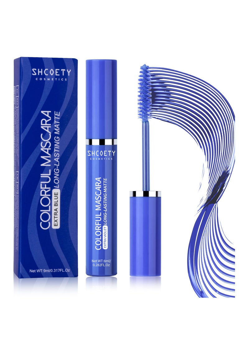 SHCOETY ماسكارا للنساء مقاومة للعرق تدوم طويلاً ومقاومة للماء باللون الأزرق - Image 1