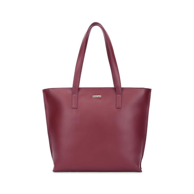 Fastrack Carrycore Tote | Cherry Red Faux-Leather Women's Bag | Spacious Tote Bag with Zipper Closure & Utility Pockets For Daily Carry | Eligible For 14" Laptop - Image 5