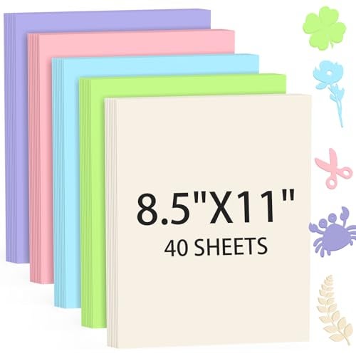 AIFLYAN 40 Sheets Colored Cardstock Colorful Card Stock Paper Color Cardstock Paper 8.5 x 11 Thick Card Stock Printer Papers for Inkjet Printing Office School Home DIY Crafts Decors Christmas Card Making - Image 1