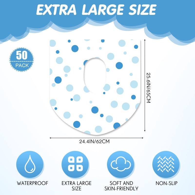 Reginary 50 Packs Disposable Toilet Seat Covers Extra Large Individually Wrapped for Kids and Adults, Portable Non Slip Waterproof Potty Seat Covers for Toddlers Potty Training, Travel (Dot) - Image 2