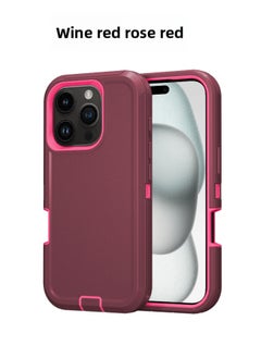 For Iphone 16promax Three-proof Mobile Phone Case Iph16plus Anti-drop Mobile Phone Case Hot Sale-Color:wine Red Rose Red-Applicable Model:For Iphone16Pro Single Chassis