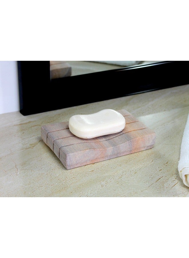 KLEO Marble Stone Soap Dish for Bath, Tub, Wash Basin Kitchen Soap Dish Case Holder Bathroom Accessories (Water Absorbent Horz Lines) - Image 2
