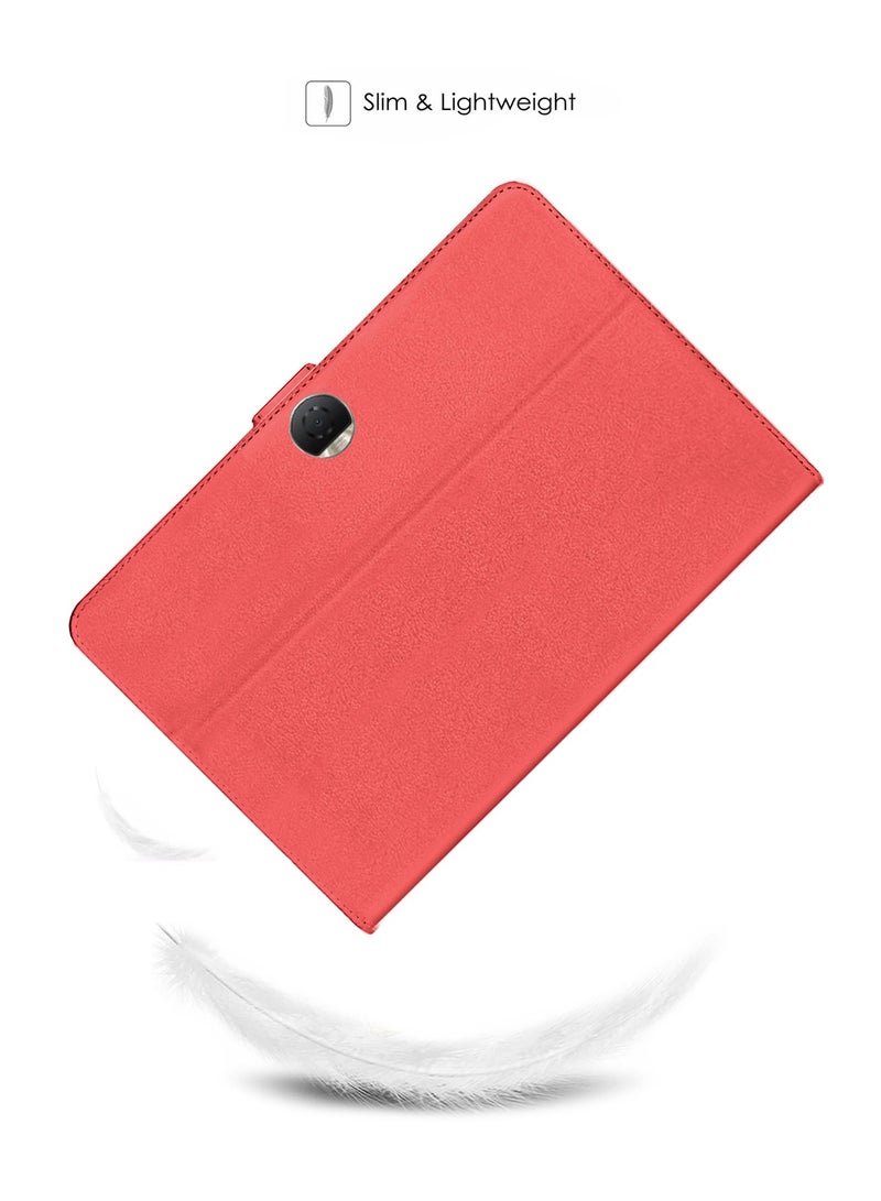 OMAKER Honor Pad 9 12.1 inch 2023 PU Leather Magnetic Closure Flip Case Cover - Red - Image 2