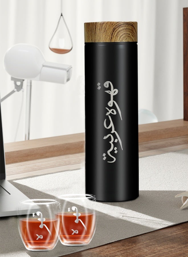 Aijmil Ramadan GiftsSaudi Coffee Thermos 500ml Steel Carrier + 80ml Glass Cup x2 - Complete Travel Set with Luxury Arabic Calligraphy - Ramadan Eid Al Fitr Gift National Day - Image 5