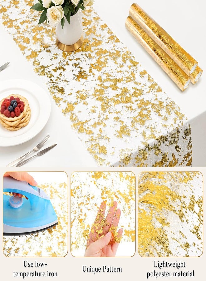JIURUN 6 PCS Gold Table Runner, 11"x108" Glitter Metallic Mesh Table Runner Roll, Sparkly Gold Foil Table Decorations Centerpiece for Bridal Baby Shower, Wedding, Birthday Party, Christmas - Image 3