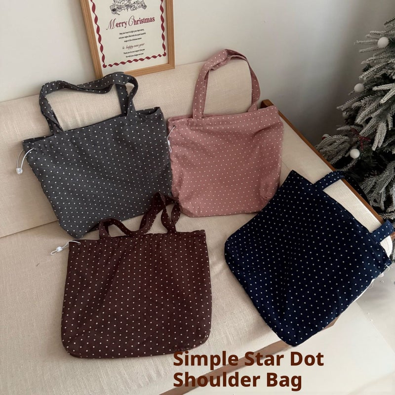 Women's Star Dot Canvas Shoulder Bag, Large Capacity Tote - Image 1