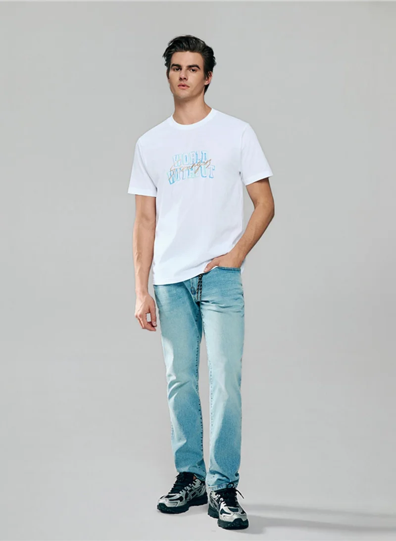 GIORDANO  Men’s Slim Cotton Crew Neck WWS Graphic Print Tee for Men | Best Price UAE