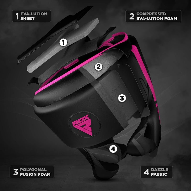 RDX Boxing Headgear for MMA Training, Adjustable Padded Kara, Muay Thai, Kickboxing, Sparring, Martial Arts Helmet -S |Pink (HGR-F6MP-S) - Image 5