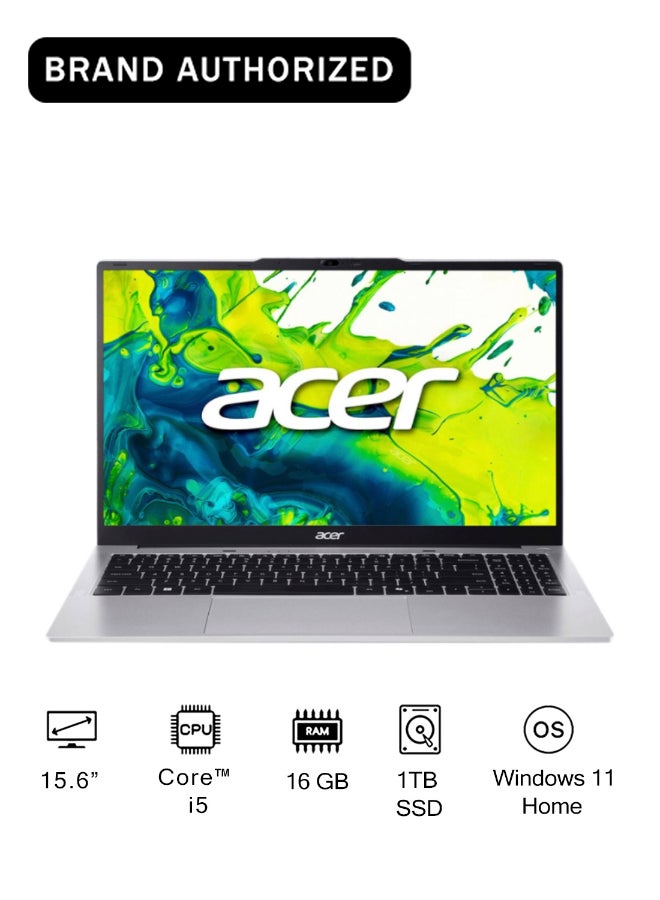 Acer Aspire Lite Laptop With 15.6-Inch FHD Display, Core i5-13420H Processor/16GB RAM/1TB SSD/Integrated Graphics/Windows 11 Home English/Arabic Keyboard English/Arabic silver - Image 1