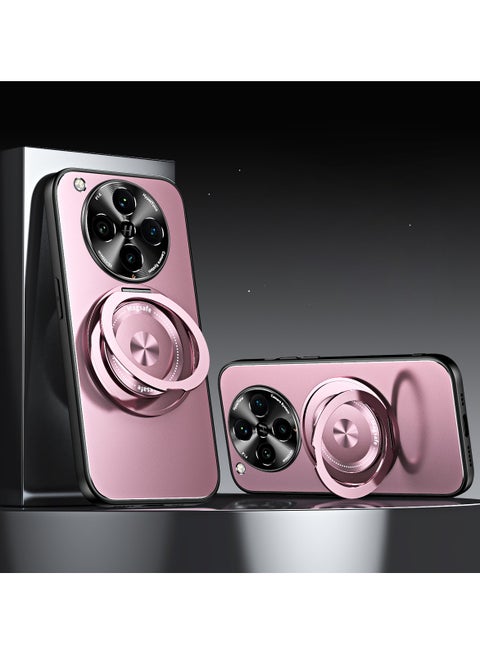 Magnetic Case for OPPO Find X8 Pro, Shockproof Lens Protector Case with Hidden Bracket, Thin Galvanized PC Case
