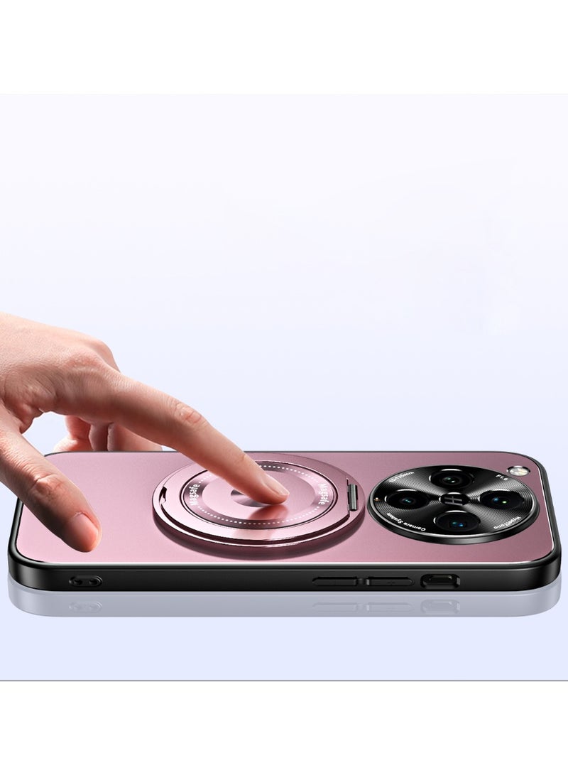 Magnetic Case for OPPO Find X8 Pro, Shockproof Lens Protector Case with Hidden Bracket, Thin Galvanized PC Case