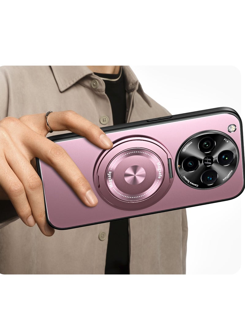 Magnetic Case for OPPO Find X8 Pro, Shockproof Lens Protector Case with Hidden Bracket, Thin Galvanized PC Case