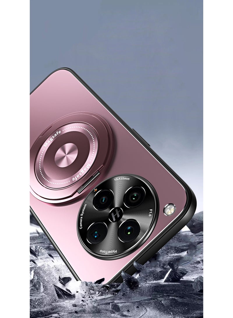 Magnetic Case for OPPO Find X8 Pro, Shockproof Lens Protector Case with Hidden Bracket, Thin Galvanized PC Case