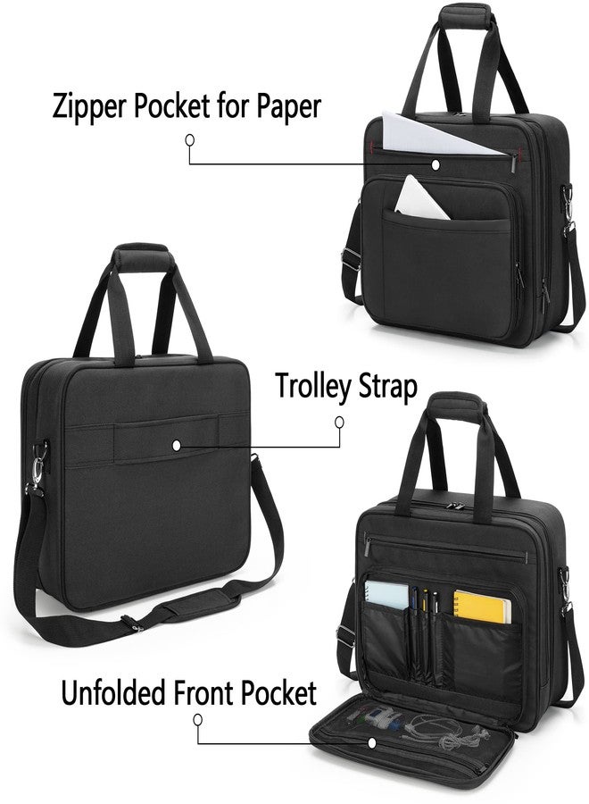 samdew Double-layer Portable Mobile Printer Storage Bag Compatible with HP Tango/Tango X, HP Officejet 250/200, Printer Carrying Case with 15.6" Laptop Layer, Shoulder & Trolley Strap, Bag Only - Image 4