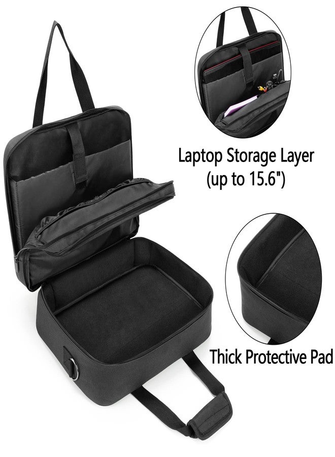 samdew Double-layer Portable Mobile Printer Storage Bag Compatible with HP Tango/Tango X, HP Officejet 250/200, Printer Carrying Case with 15.6" Laptop Layer, Shoulder & Trolley Strap, Bag Only - Image 3