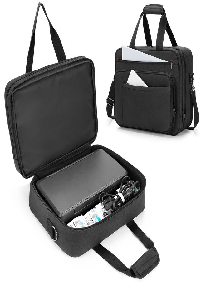 samdew Double-layer Portable Mobile Printer Storage Bag Compatible with HP Tango/Tango X, HP Officejet 250/200, Printer Carrying Case with 15.6" Laptop Layer, Shoulder & Trolley Strap, Bag Only - Image 1