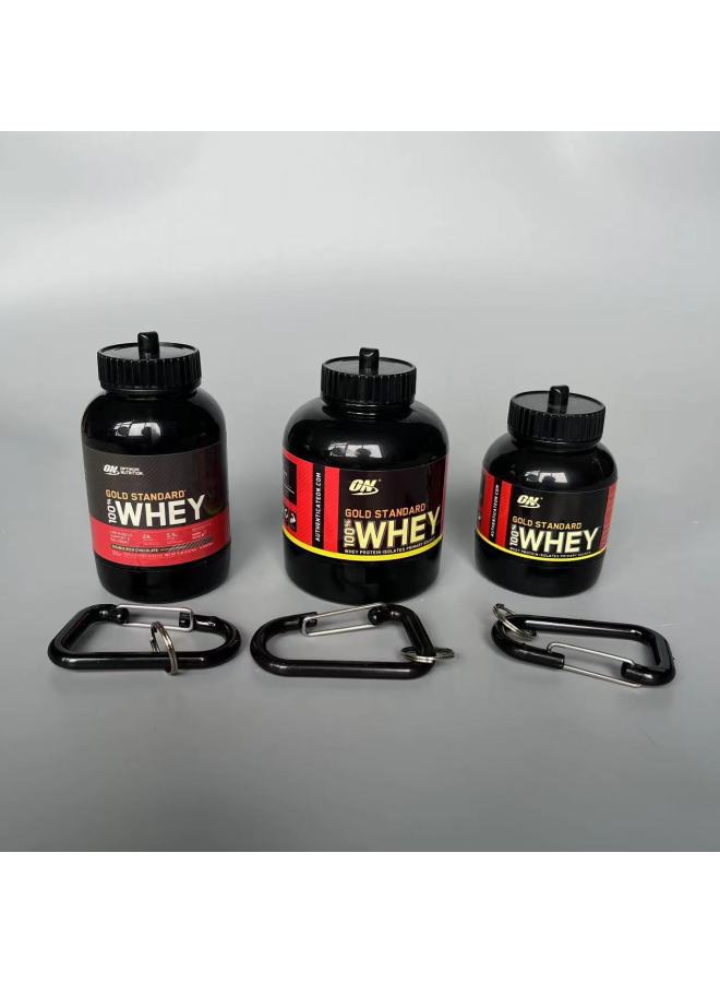 Fitness Protein Powder Box Shake Cup Medicine Powder Box Large Small Protein Powder Funnel 100ml Plastic Powder Box 200ML-Capacity:200ml With Label Black  - Image 5