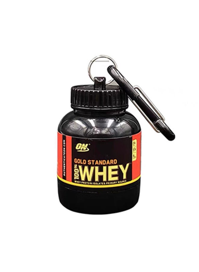 Fitness Protein Powder Box Shake Cup Medicine Powder Box Large Small Protein Powder Funnel 100ml Plastic Powder Box 200ML-Capacity:200ml With Label Black  - Image 4