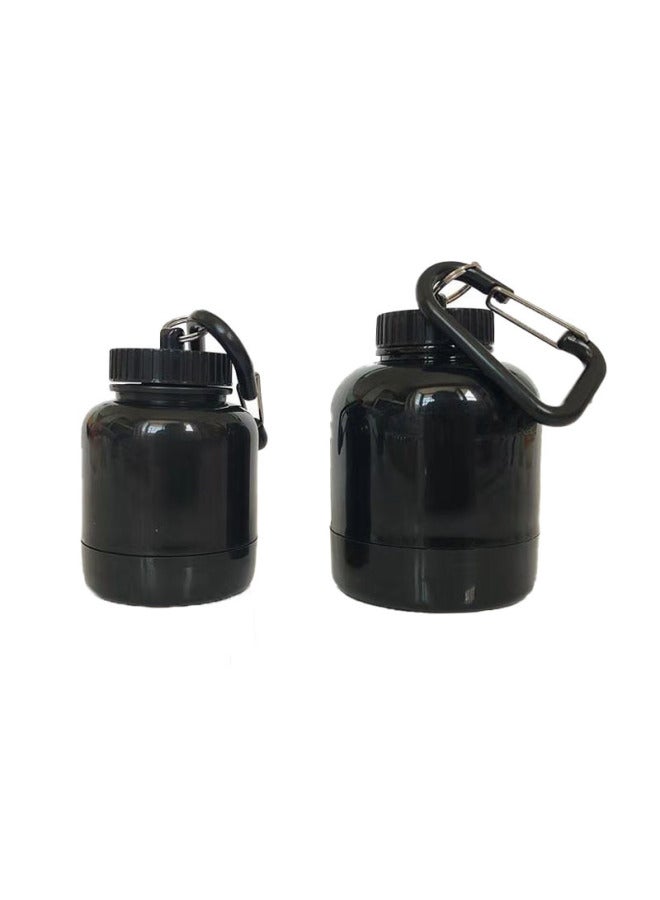 Fitness Protein Powder Box Shake Cup Medicine Powder Box Large Small Protein Powder Funnel 100ml Plastic Powder Box 200ML-Capacity:200ml With Label Black  - Image 1