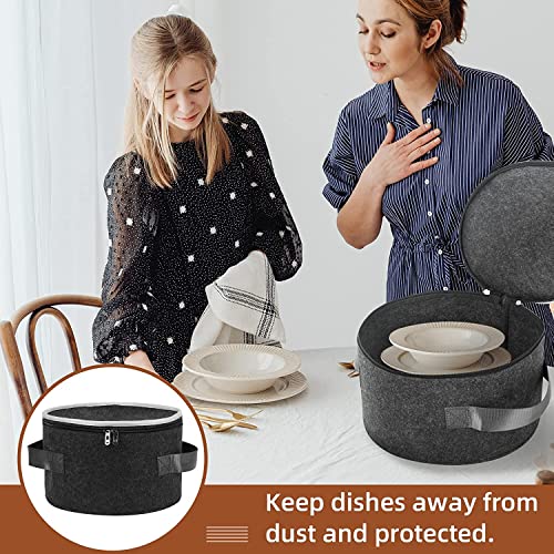 GREENSHEEP Plate Storage Case with 12 Thick Felt Dividers for Storing and Organizing Dinnerware Dishes, Dark Grey - Image 5