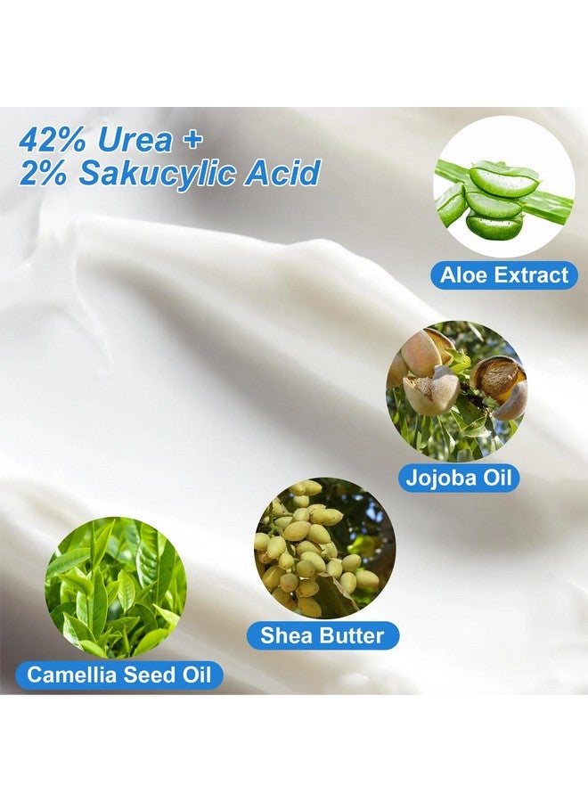 Charmonic 7.06 أونصة / عبوة من 2 كريم اليوريا 42% بالإضافة إلى حمض الساليسيليك 2% كريم اليوريا للقدم للعناية بالقدم وعلاج تشقق الكعب والركبتين والمرفقين وعلاج اليدين ومرطب القدمين ومسامير الذرة والجلد الميت وترطيب عميق - Image 2