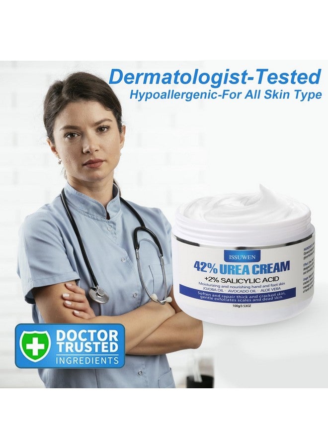 Charmonic 7.06 أونصة / عبوة من 2 كريم اليوريا 42% بالإضافة إلى حمض الساليسيليك 2% كريم اليوريا للقدم للعناية بالقدم وعلاج تشقق الكعب والركبتين والمرفقين وعلاج اليدين ومرطب القدمين ومسامير الذرة والجلد الميت وترطيب عميق - Image 3