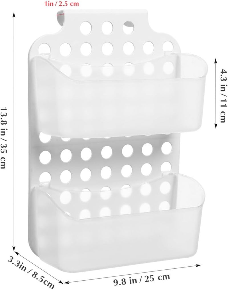 VICASKY 2pcs Bathroom Shower Organizer Wall Mounted No-drill Suction Storage Basket Double Layer Plastic Bathroom Accessory Holder for Shower Sundries Storage - Image 2