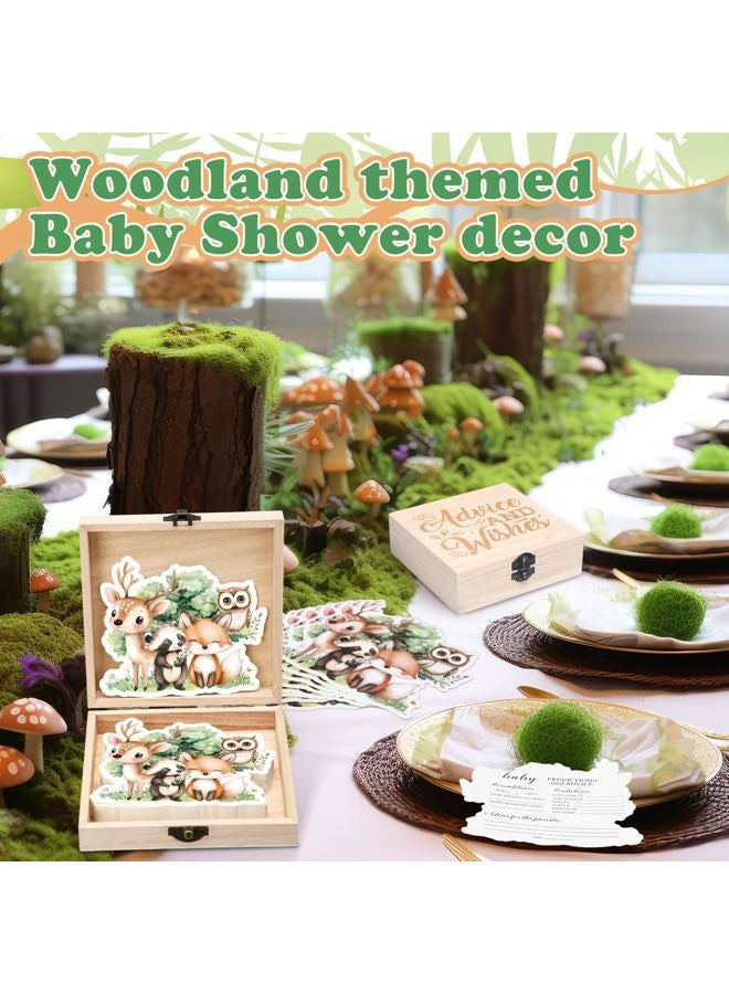 RattanView 50 Pcs Double Side Woodland Animals Baby Shower Baby Prediction Advice Cards with Wooden Box Forest Woodland Animals Neutral Gender Reveal Games Card - Image 4