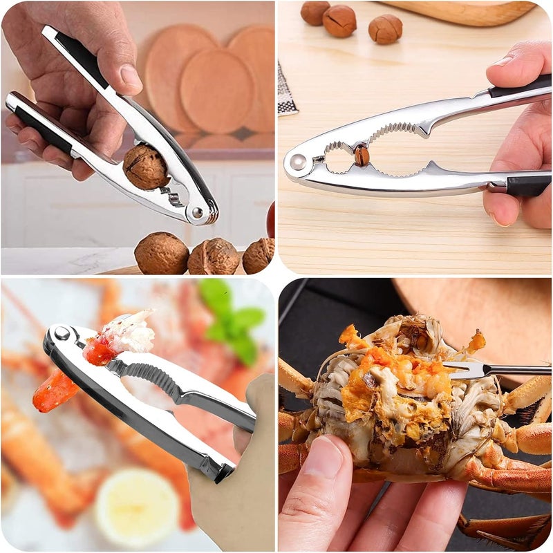 Sanchamy Nut Crackers Pecan Nutcracker Walnuts Plier with Non-slip Handles Heavy Duty Crab Cracker Tool with Good Grip 2 Picks Included - Image 5