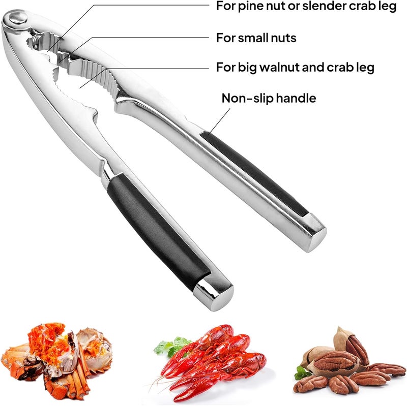 Sanchamy Nut Crackers Pecan Nutcracker Walnuts Plier with Non-slip Handles Heavy Duty Crab Cracker Tool with Good Grip 2 Picks Included - Image 4