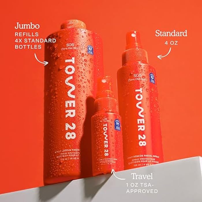 Tower 28 SOS Daily Rescue Facial Spray for Sensitive Skin, Hypochlorous Acid Spray Helps Reduce Redness and Breakouts, Full Size Toner for Face, 4 FL Oz - Image 5