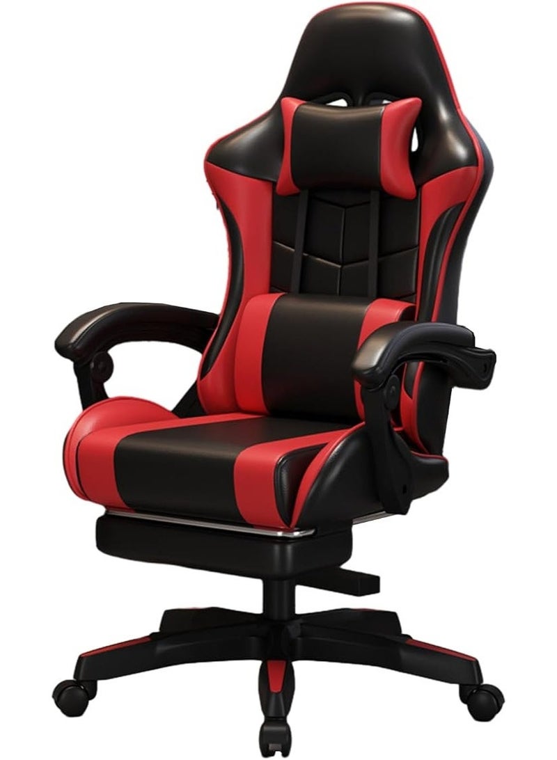 High-back gaming chair — Racing-style executive computer office chair with headrest, massage lumbar support cushion, retractable footrest, and 360-degree swivel. - Image 5