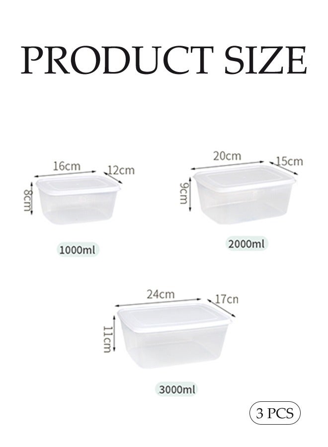 DUNISO 3 قطع من حاوية تخزين الطعام، صندوق حفظ الطازج في الثلاجة، صندوق مطبخ محكم الإغلاق، مقاوم للتسرب ودائم، قابل للتكديس، مناسب للعمل والمدرسة والسفر - Image 4