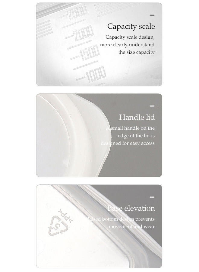 DUNISO 3 قطع من حاوية تخزين الطعام، صندوق حفظ الطازج في الثلاجة، صندوق مطبخ محكم الإغلاق، مقاوم للتسرب ودائم، قابل للتكديس، مناسب للعمل والمدرسة والسفر - Image 5