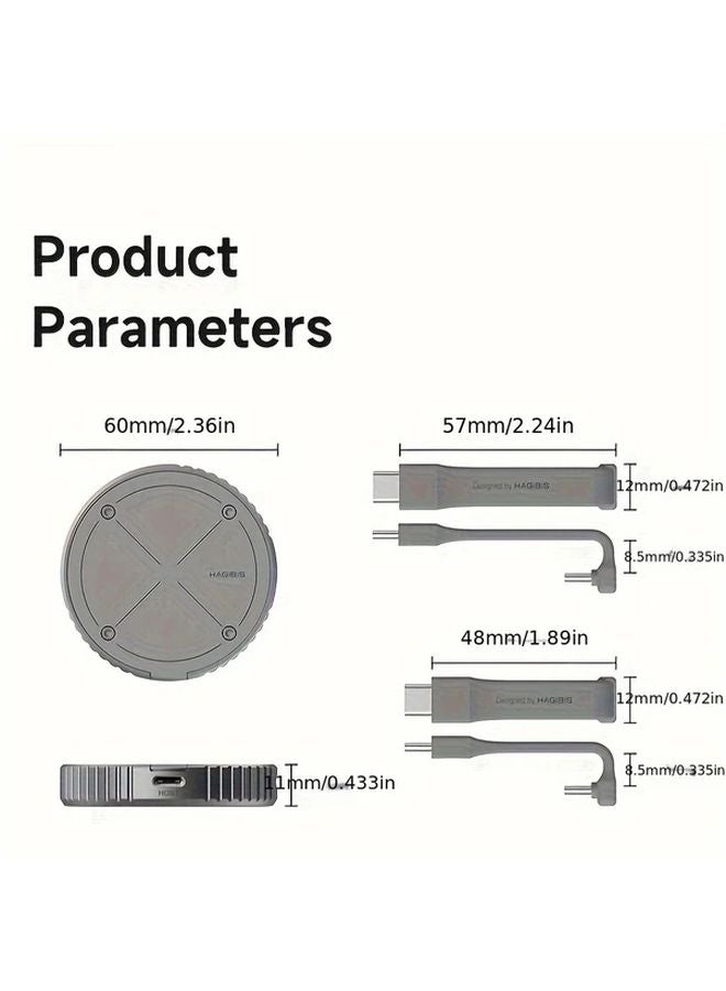 Grey Hagibis Magnetic M2 2230 NVMe SSD Enclosure USB C 3 2 Gen 2 For iPhone 15 Pro Max ProRes - Image 4
