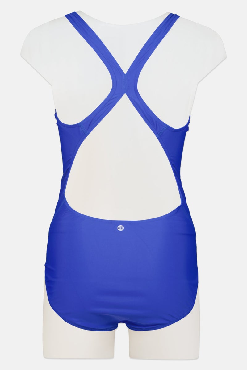 Adidas Women Brand Logo Non Padded Swimsuit, Blue - Image 2