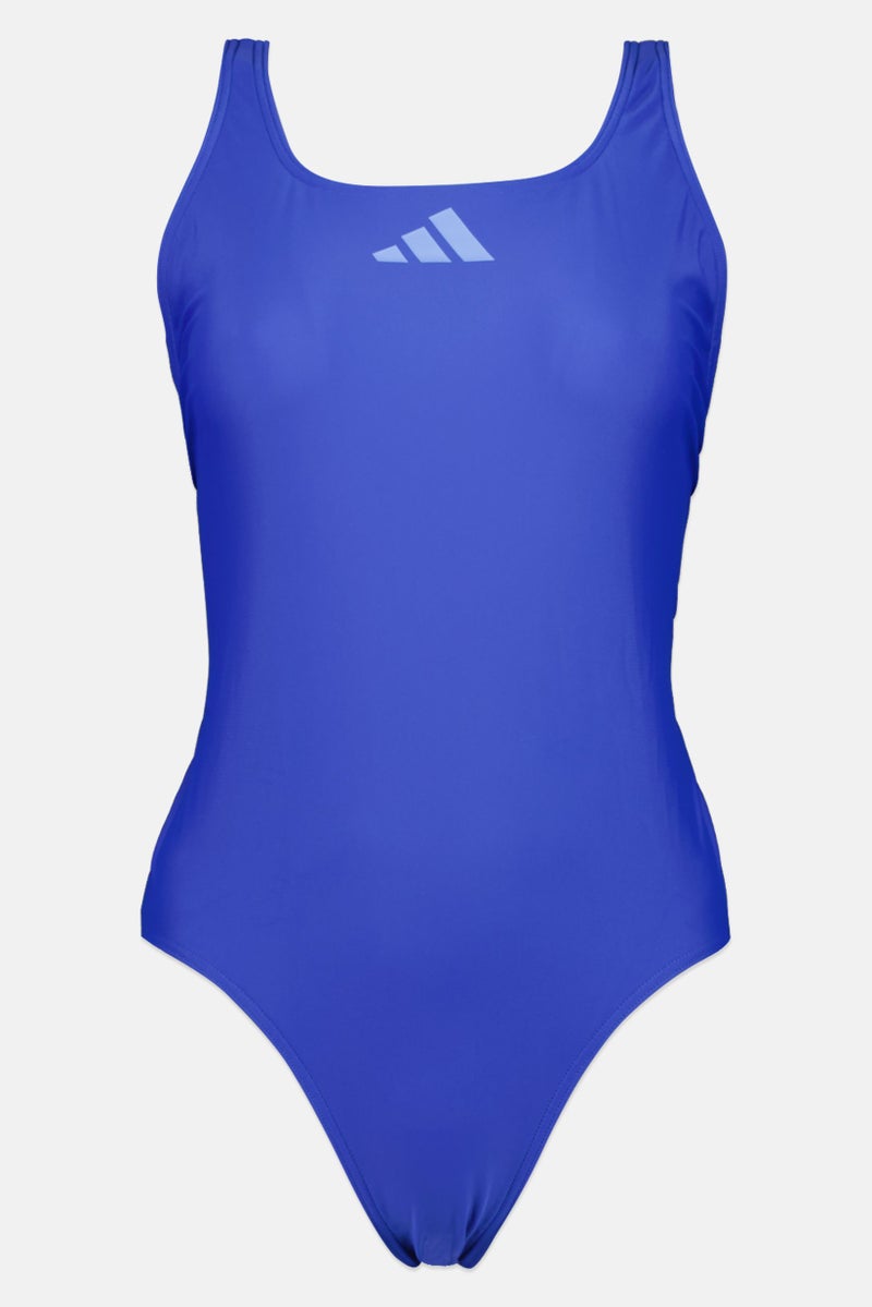 Adidas Women Brand Logo Non Padded Swimsuit, Blue - Image 1