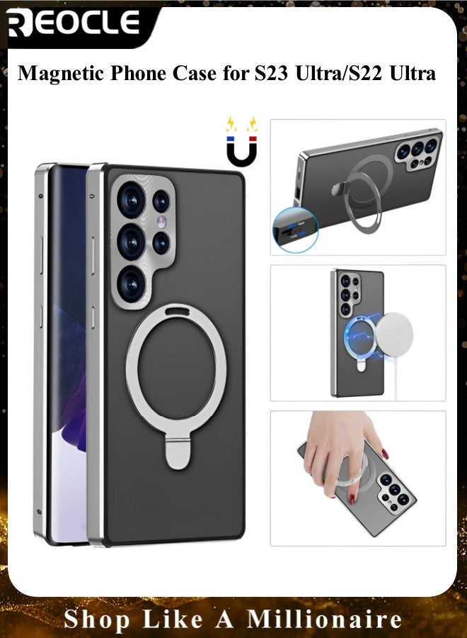 ريوكل حافظة هاتف مغناطيسية بإطار معدني مزدوج الجوانب مع حامل Magsafe غير مرئي لهاتف Samsung S23 S22 Ultra - Image 1