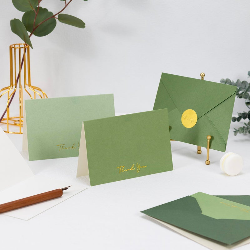 Crisky Sage Green Thank You Cards with Envelopes & Stickersï¼Œ 50 Pack Bridal Shower Graduation Thank You Cards Small Business, Wedding Baby Shower Birthday Funeral Notes Bulk - Image 3