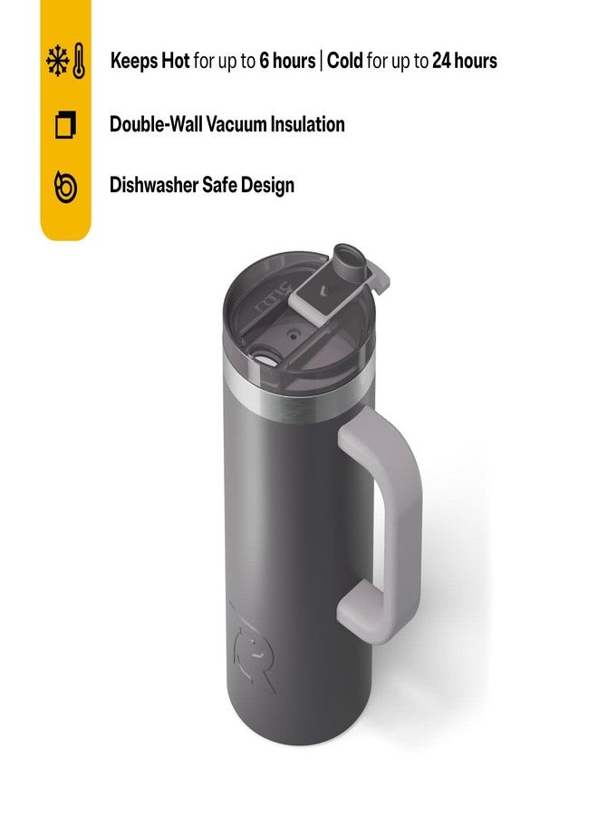 RTIC 16oz Road Trip Travel Mug with Lid and Handle, Ceramic Lined, Insulated, Stainless Steel, Metal, Double Wall Vacuum-Insulation, Portable Coffee, Tea Cup for Hot and Cold Drink, Graphite - Image 3