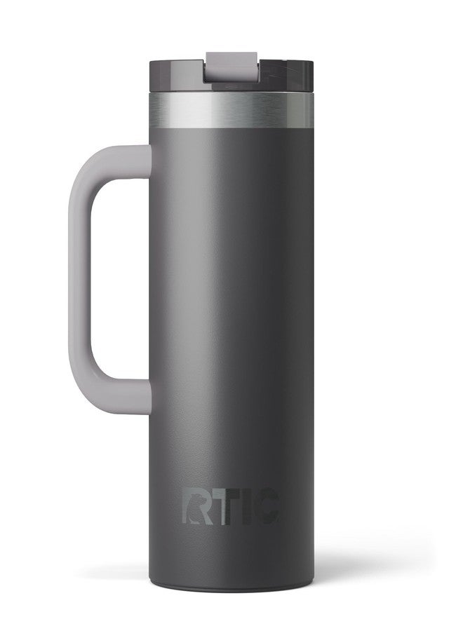 RTIC 16oz Road Trip Travel Mug with Lid and Handle, Ceramic Lined, Insulated, Stainless Steel, Metal, Double Wall Vacuum-Insulation, Portable Coffee, Tea Cup for Hot and Cold Drink, Graphite - Image 1