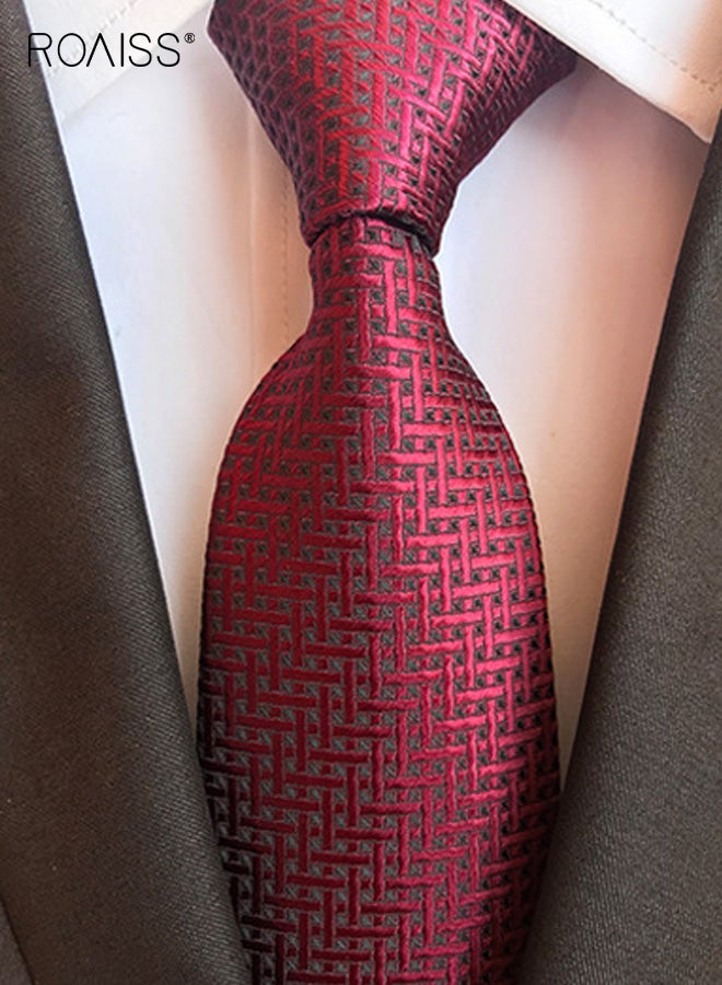 roaiss Men's Jacquard Striped Tie Classic Necktie Features Intricate Jacquard Patterns, Striped Design Ideal for Weddings, Business Meetings, and Formal Events, Elegant and Durable - Image 2