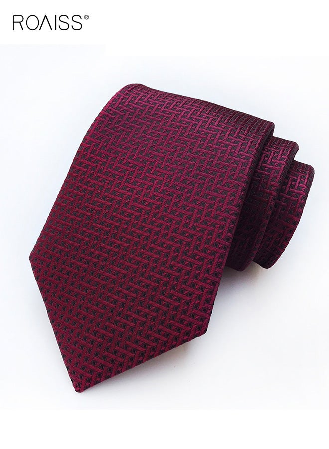 roaiss Men's Jacquard Striped Tie Classic Necktie Features Intricate Jacquard Patterns, Striped Design Ideal for Weddings, Business Meetings, and Formal Events, Elegant and Durable - Image 1