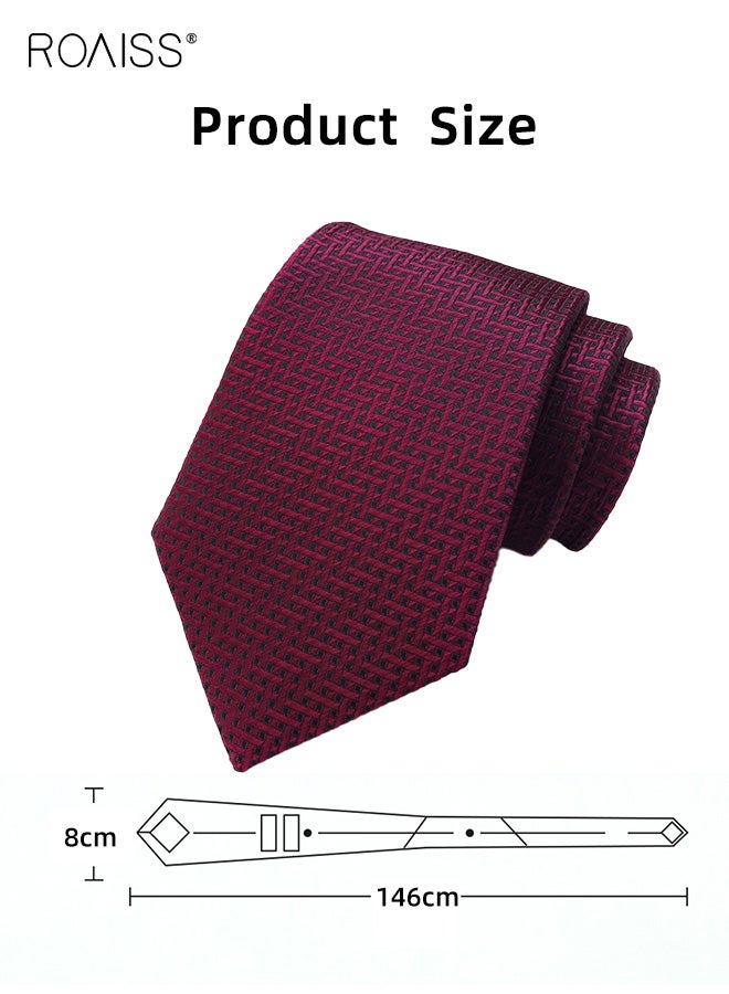 roaiss Men's Jacquard Striped Tie Classic Necktie Features Intricate Jacquard Patterns, Striped Design Ideal for Weddings, Business Meetings, and Formal Events, Elegant and Durable - Image 3