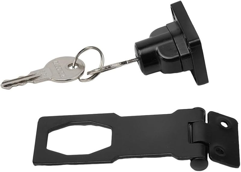 Zinc Alloy Security Hasp and Staple with Keys Rust Resistant Black Lock for Shed Garage Door - Image 3