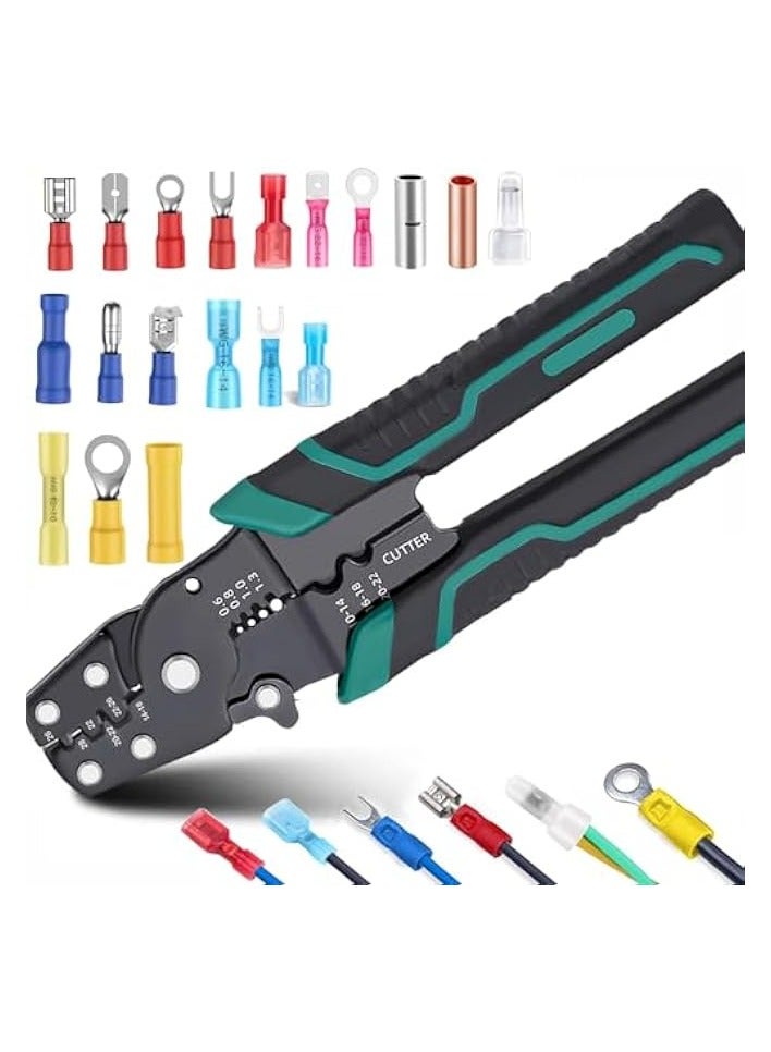 بروماس قطعة واحدة من أداة تجعيد الأسلاك، أداة تجعيد الأسلاك، أداة تعرية وقاطعة للموصلات المعزولة/ العارية/ المنكمشة بالحرارة، كماشة تجعيد متعددة الوظائف وتقشير الأسلاك وأداة تجعيد - Image 1