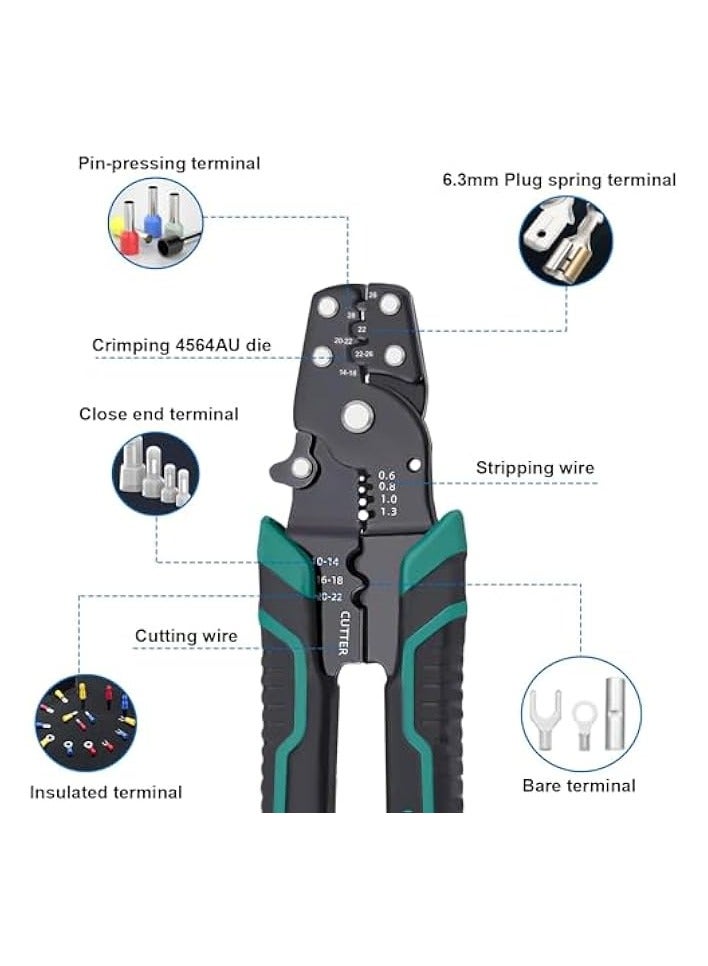 بروماس قطعة واحدة من أداة تجعيد الأسلاك، أداة تجعيد الأسلاك، أداة تعرية وقاطعة للموصلات المعزولة/ العارية/ المنكمشة بالحرارة، كماشة تجعيد متعددة الوظائف وتقشير الأسلاك وأداة تجعيد - Image 2