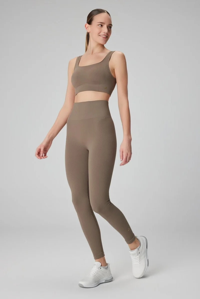 جيرف Holly Honeycomb Patterned High Waist Leggings Green