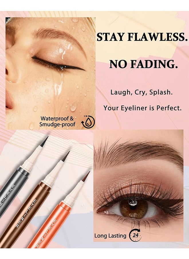 Sheloves Uniformity Fluent Liquid Eyeliner,Colored Liquid Eyeliner Pen, Light Pink Waterproof Quick-drying Colorful Eyeliner Pencil, High Pigmented Ultra-Fine Tip Long Wear Smudge-proof Matte Eye Liner Pencils, Women Makeup Christmas Gift #06 - Image 3